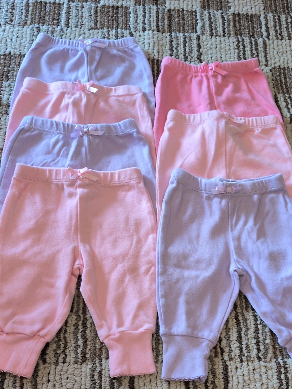 7 Faded Glory Girls Pink & Lavender Cotton Casual Pants.  Comfy And Stylish